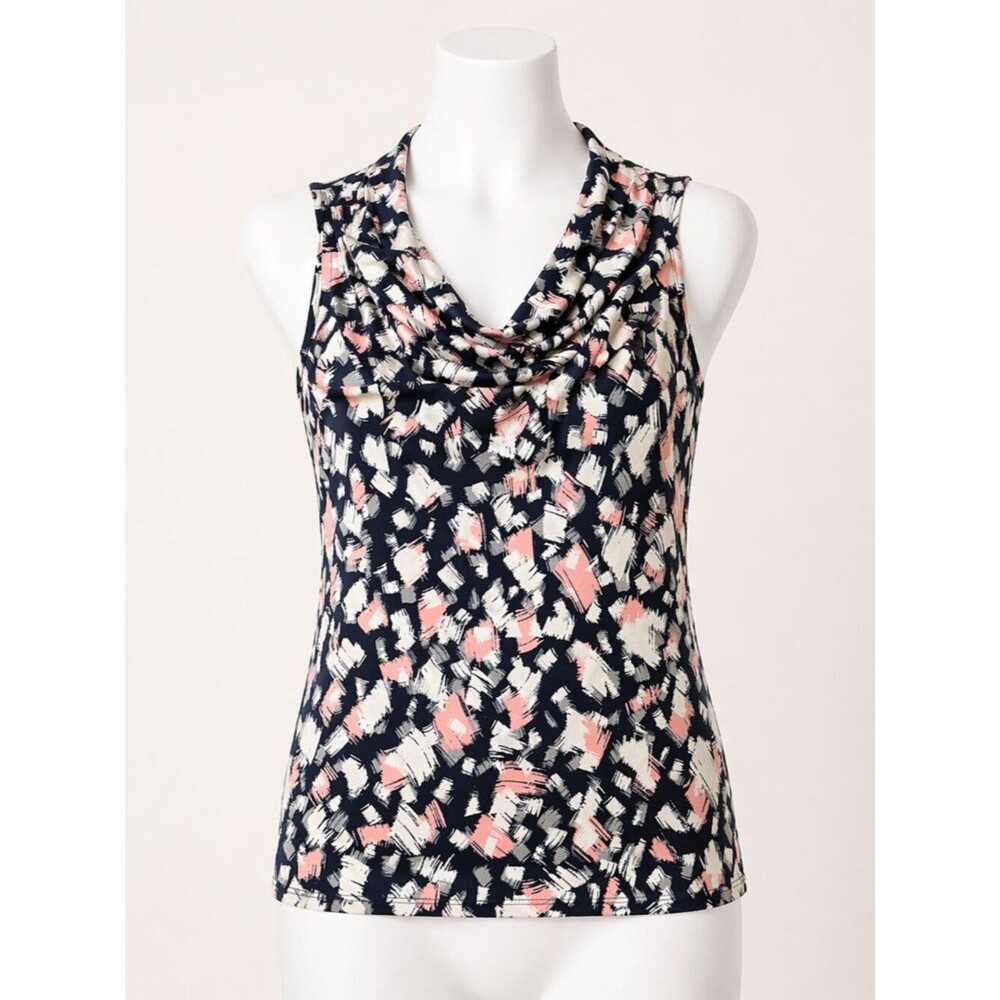 NU Options Tank with Cowl Neck Black/Pink/White Size XS-P EUC